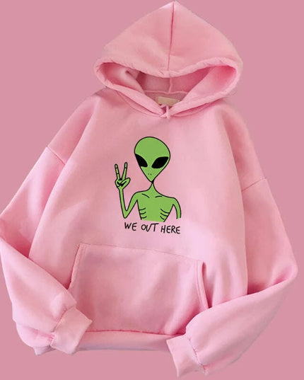Quirky Green Alien Hoodies for Girls - Fun and Cozy Winter Sweatshirts