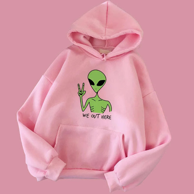 Quirky Green Alien Hoodies for Girls - Fun and Cozy Winter Sweatshirts