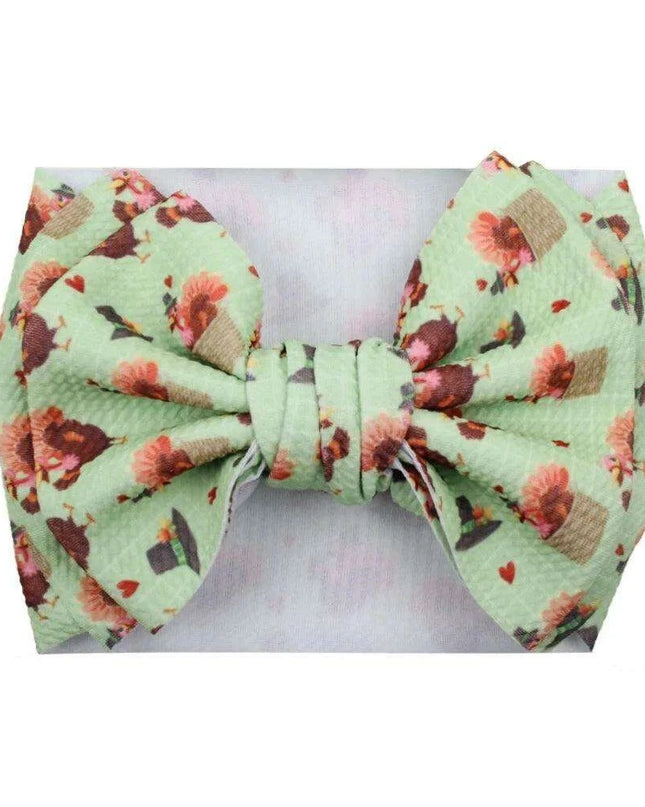 Turkey Print Baby Headband - Festive Holiday Hair Accessory for Thanksgiving Cheer