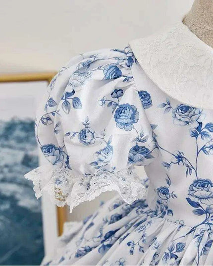 Eid Celebration Vintage Lace Bow Summer Dress Set for Girls