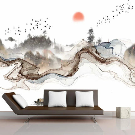 3D Forest Mountain Landscape Wallpaper Mural — Custom Size, 16 Scenes, 7 Materials