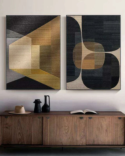 Elegant Brown Geometric Canvas Art Collection for Home and Office Décor
