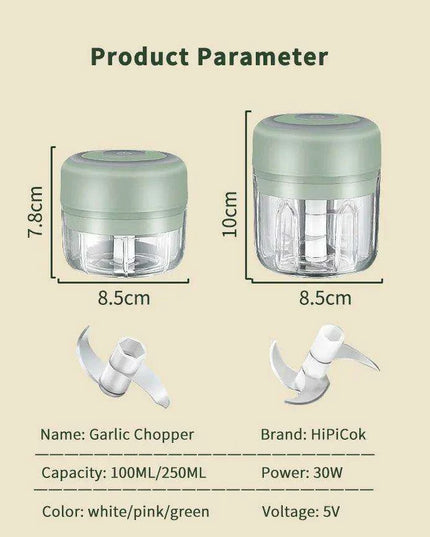 Compact Electric Garlic Chopper with Quick-Slice Technology and Adjustable Capacity
