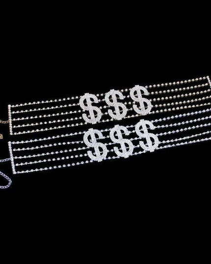 Glamorous Customized Rhinestone Choker - Oversized Crystal Wealth Design