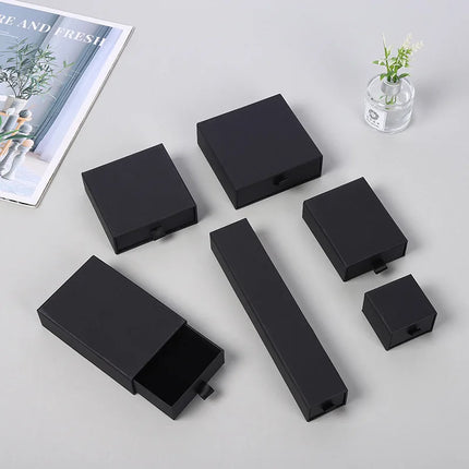 Ling's Store 12pcs Jewelry Organizer Set - Black Display Boxes with Di