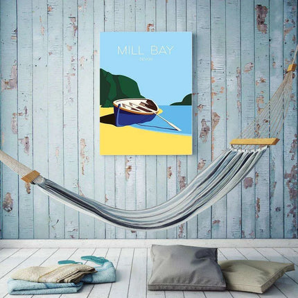 Nautical Bliss: Retro Fishing Boat Canvas Print for Coastal Home Aesthetics
