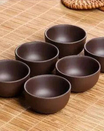 Handmade Artisan 6-Piece Purple Clay Tea Cup Collection for Tea Lovers