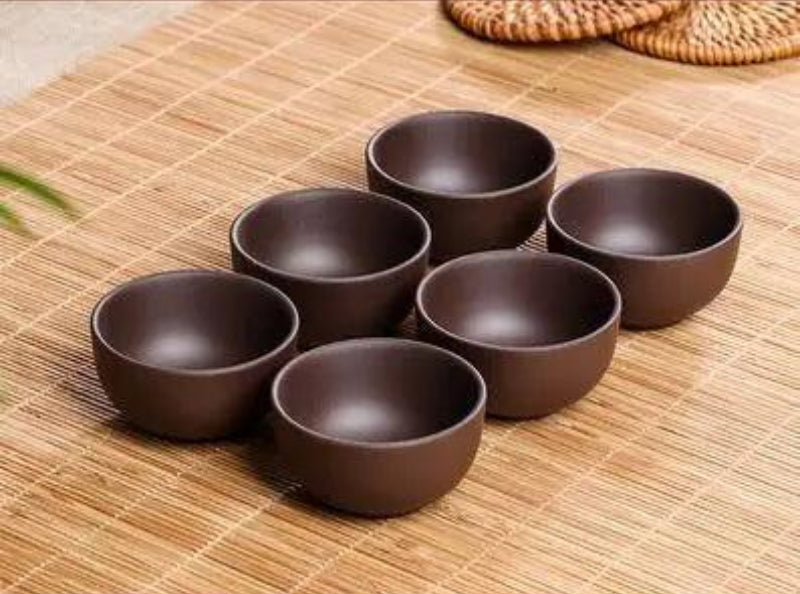 Handmade Artisan 6-Piece Purple Clay Tea Cup Collection for Tea Lovers