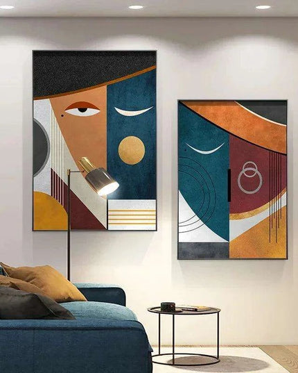 Chic Geometric Faces Canvas Artwork - Modern Wall Decor for Stylish Homes