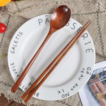 Elegant Japanese Wooden Sushi Cutlery Set with Reusable Chopsticks and Spoon