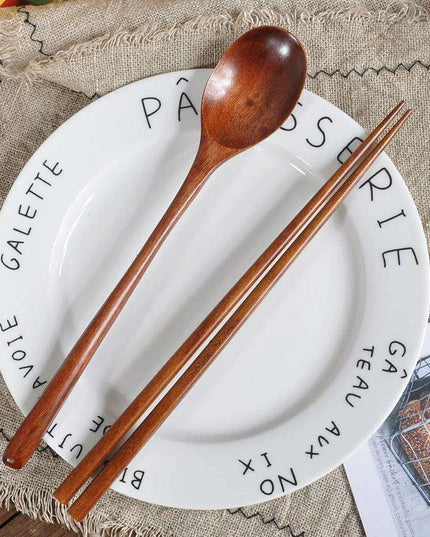 Elegant Japanese Wooden Sushi Cutlery Set with Reusable Chopsticks and Spoon