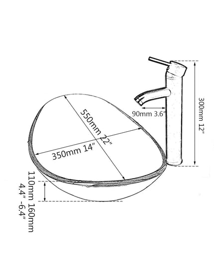 Sleek Chrome Faucet and Oval Glass Sink Ensemble with Pop-Up Drain Assembly