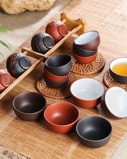 Handmade Artisan 6-Piece Purple Clay Tea Cup Collection for Tea Lovers
