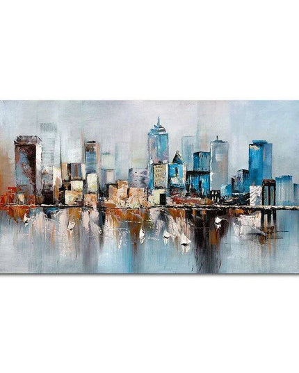 City Serenity: Contemporary Urban Oil Painting for Modern Spaces