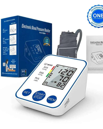 Digital Upper Arm Blood Pressure Monitor Kit with Large LCD Display for Accurate Home Health Monitoring