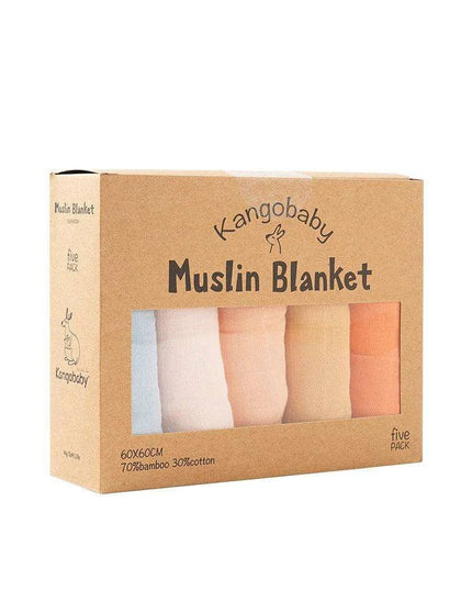 Kangobaby Luxurious 5-Piece Baby Blanket Set - Soft Bamboo Cotton Comfort for Your Baby