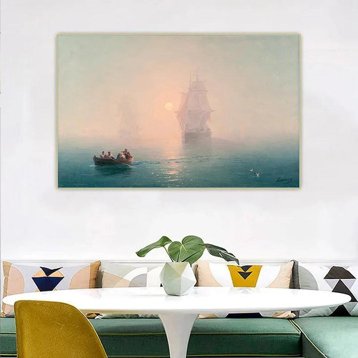 Nautical Warfare Art Print - Coastal Living Room Wall Decor