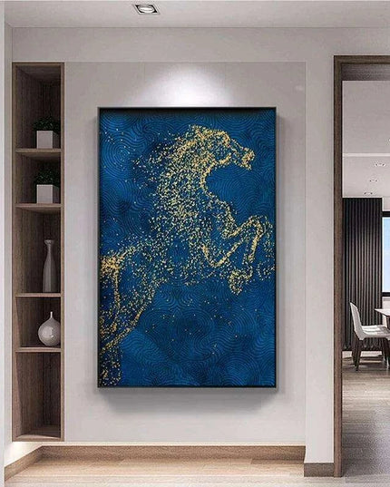 Equestrian Gold: Customizable Urban Abstract Canvas Artwork for Home and Office Decor