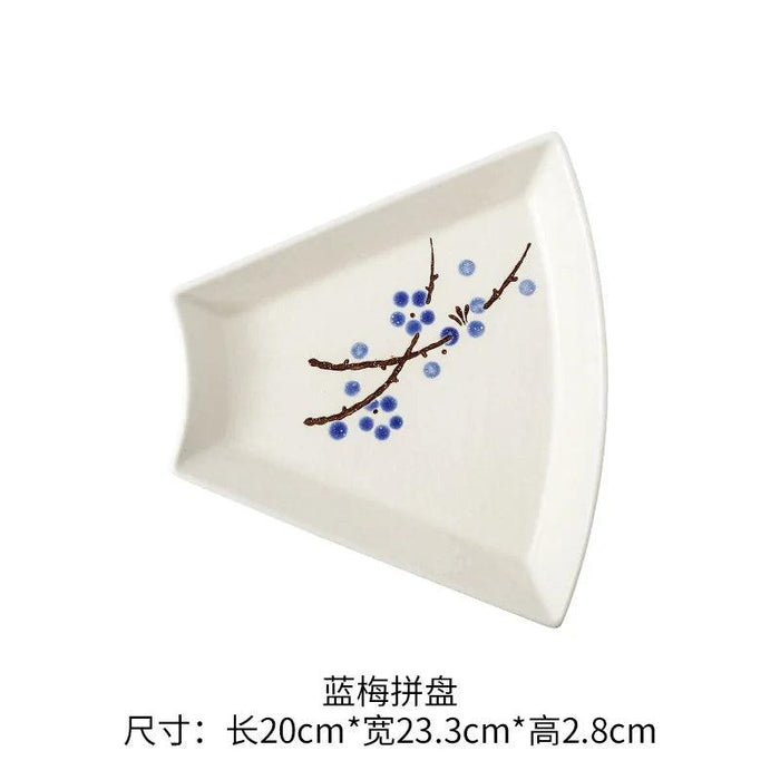 Japanese-Inspired Hand-Painted Ceramic Platter and Bowl Set for Elegant Dining