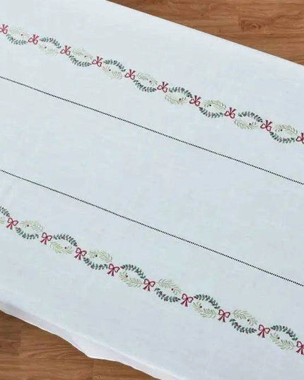 Luxurious Hemstitched Christmas Table Linens: Exquisite Embroidered Collection for an Elegant Dining Experience