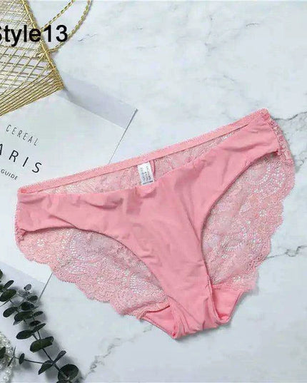 Women’s Leopard Print Lace Trim Seamless Cotton Panties - Breathable Ice Silk Lingerie