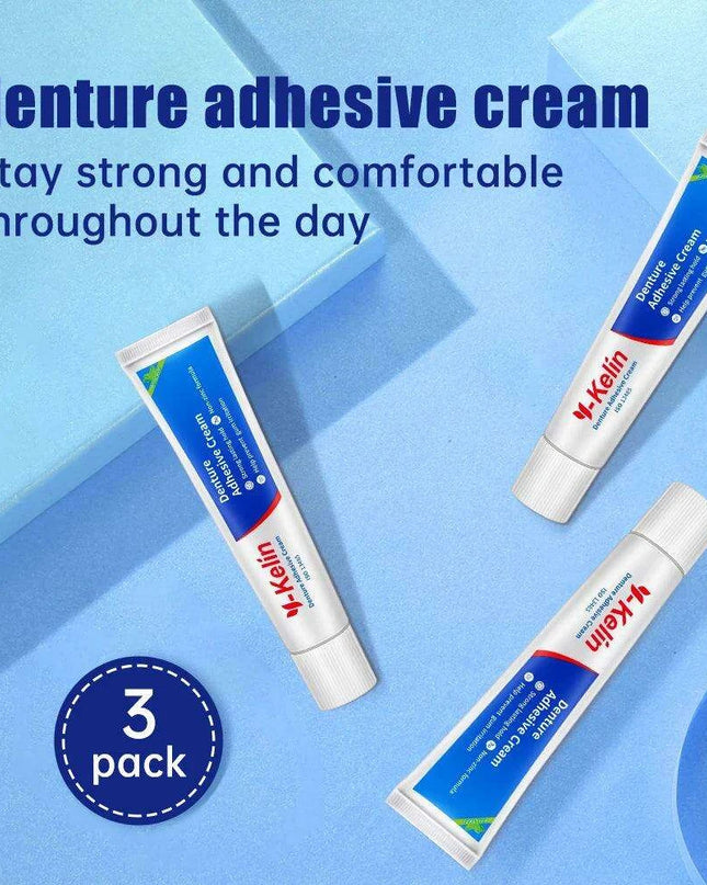 Y-Kelin Mint Flavored Denture Adhesive Cream - 120g (3 x 40g) - Reliable All-Day Secure Hold for Seniors