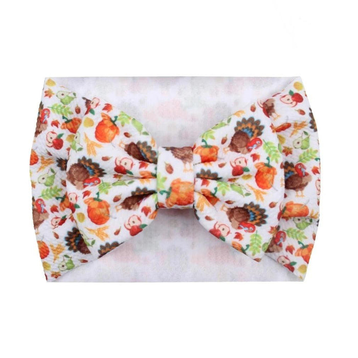 Turkey Print Baby Headband - Festive Holiday Hair Accessory for Thanksgiving Cheer