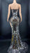 Silver Glittering Evening Gown with Striking Train