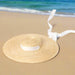 Stylish Wide Brim Straw Hat with Ribbon Tie for Women - 15cm Beach Cap in White and Black