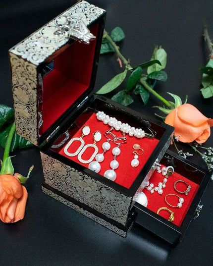 Elegant Mother of Pearl Jewelry Box with Mirror - Timeless Keepsake Organizer for Women