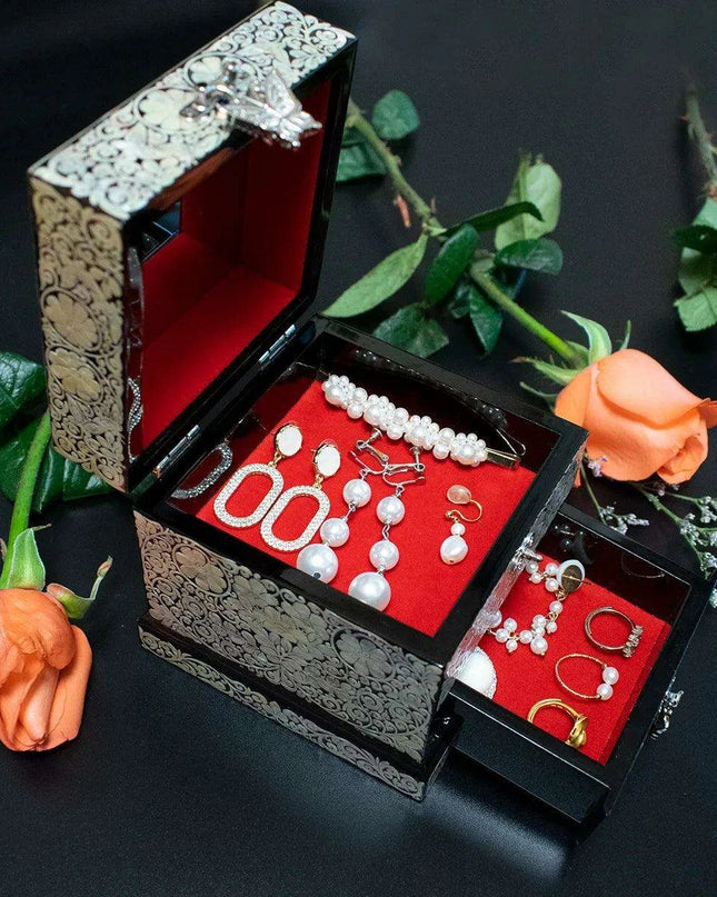 Elegant Mother of Pearl Jewelry Box with Mirror - Timeless Keepsake Organizer for Women