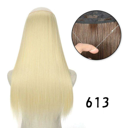 Blonde and Black Halo Hair Extensions for Effortless Volume and Length Boost