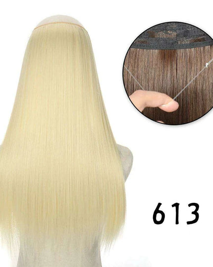 Blonde and Black Halo Hair Extensions for Effortless Volume and Length Boost
