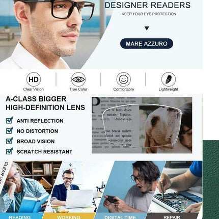 Chic Oversized Square Reading Glasses for Modern Men