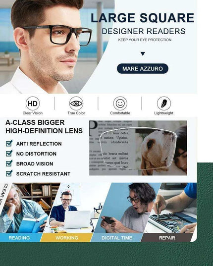 Chic Oversized Square Reading Glasses for Modern Men