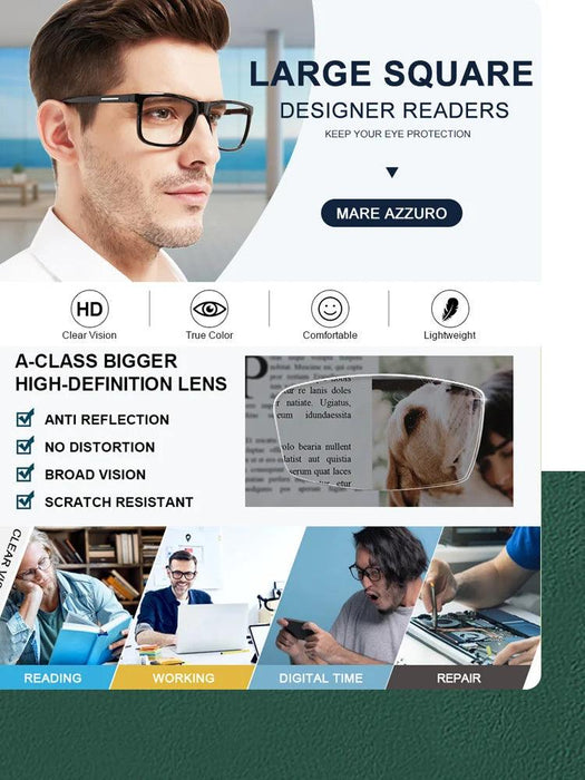 Square Frame Reading Glasses for Stylish Men