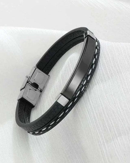 Customizable Leather Date Bracelets with Engraved Personalization