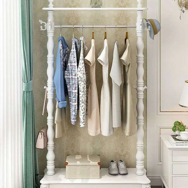 Sophisticated European Wooden Freestanding Coat Stand and Wardrobe Storage Solution