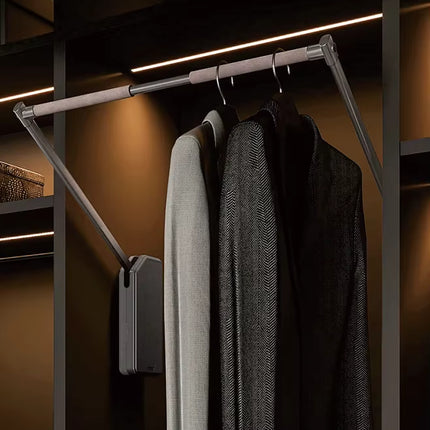 Electric Pull-Down Wardrobe Lift Rail with Smart Remote & Voice Control | Très Elite