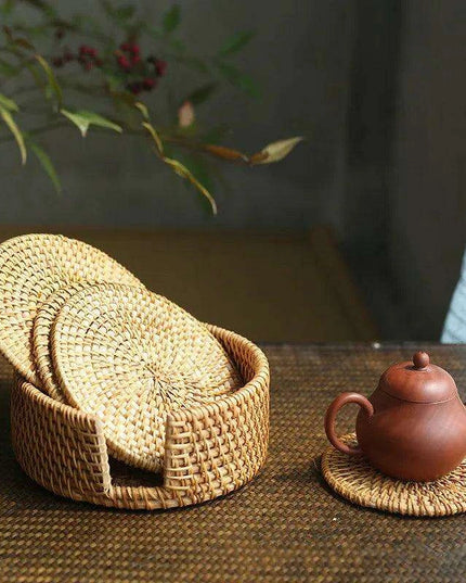 Handcrafted Sustainable Rattan Coasters - Eco-Friendly Drink Accessories for Every Occasion