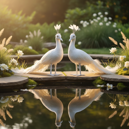 White Peacock Model — Foam & Feather — 45cm