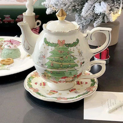 Hand-Drawn Retro Christmas Tea Set with Elegant Gift Box - Très Elite