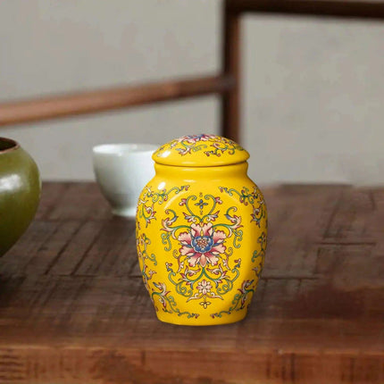 Hand-Painted Porcelain Floral Vase Jar - Stylish Tea Storage and Home Decor Piece - Très Elite