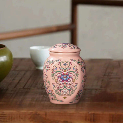 Hand-Painted Porcelain Floral Vase Jar - Stylish Tea Storage and Home Decor Piece - Très Elite