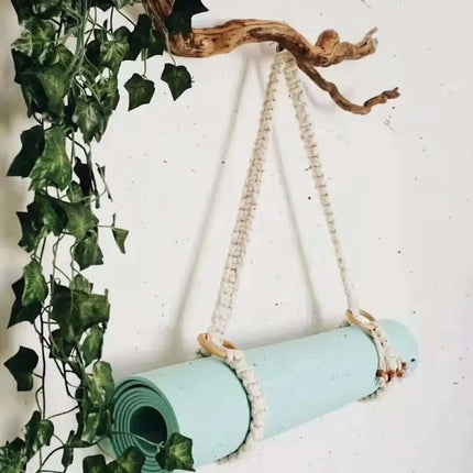 Hand-Woven Cotton Yoga Mat Carrier with Tassel Crossbody Strap - Fits All Mat Sizes - Très Elite