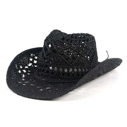 Hand Woven Wide Brim Straw Cowboy Hat for Summer Outdoor Sun Protection - Très Elite