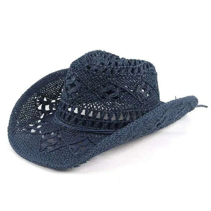 Hand Woven Wide Brim Straw Cowboy Hat for Summer Outdoor Sun Protection - Très Elite
