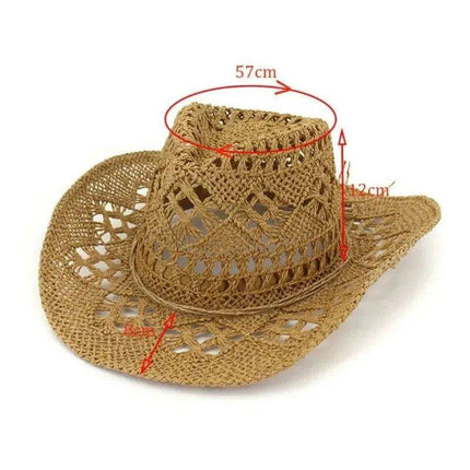 Hand Woven Wide Brim Straw Cowboy Hat for Summer Outdoor Sun Protection - Très Elite