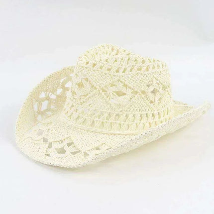 Hand Woven Wide Brim Straw Cowboy Hat for Summer Outdoor Sun Protection - Très Elite