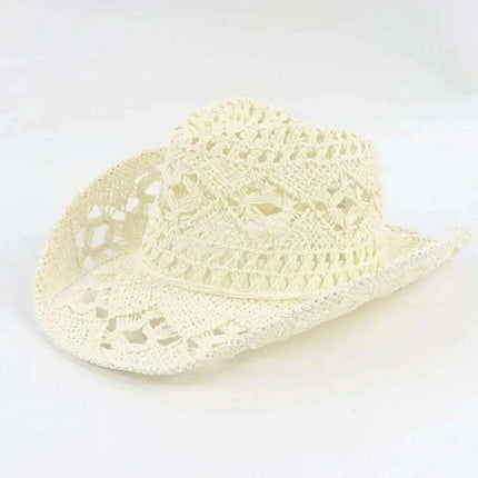 Hand Woven Wide Brim Straw Cowboy Hat for Summer Outdoor Sun Protection - Très Elite